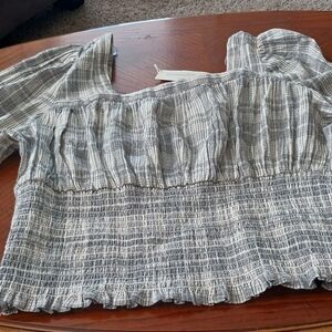 Gray Smocked Women's Top